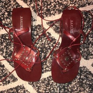 Bakers Women's Burgundy Lace-Up Sandals